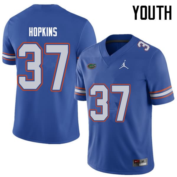 Youth NCAA Florida Gators Tyriek Hopkins #37 Stitched Authentic Jordan Brand Royal College Football Jersey CAI1565OA